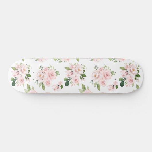 Roze bloemen, roze rozen, Waterverf bloemen Persoonlijk Skateboard (Horizontaal)