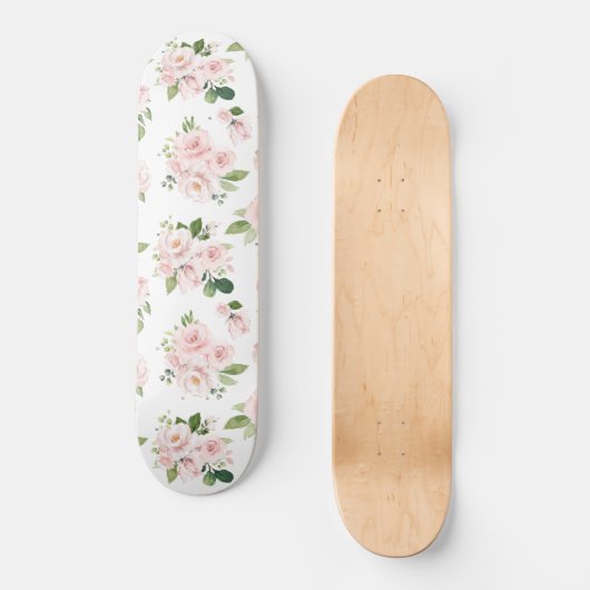 Roze bloemen, roze rozen, Waterverf bloemen Persoonlijk Skateboard (Voorkant)