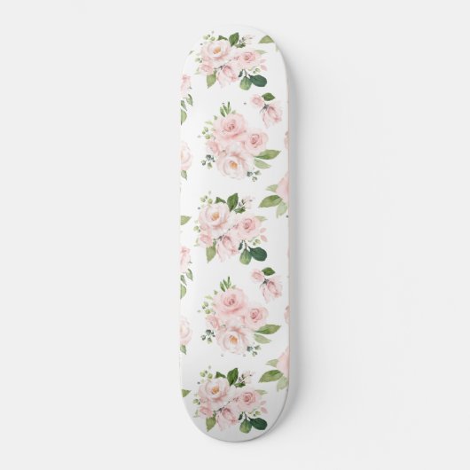 Roze bloemen, roze rozen, Waterverf bloemen Persoonlijk Skateboard (Voorkant)