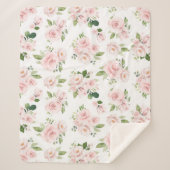 Roze bloemen, roze rozen, Waterverf bloemen Sherpa Deken (Voorkant)