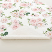 Roze bloemen, roze rozen, Waterverf bloemen Sherpa Deken (3/4)