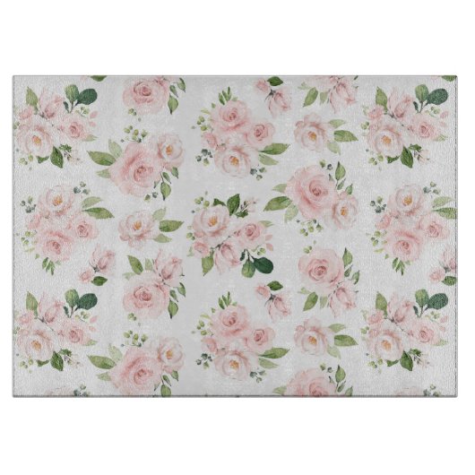 Roze bloemen, roze rozen, Waterverf bloemen Snijplank (Voorkant)