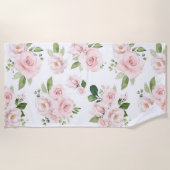 Roze bloemen, roze rozen, Waterverf bloemen Strandlaken (Voorkant)