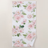 Roze bloemen, roze rozen, Waterverf bloemen Strandlaken (Voorkant)