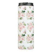 Roze bloemen, roze rozen, Waterverf bloemen Thermosbeker (Achterkant)