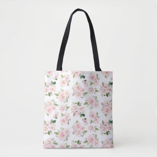 Roze bloemen, roze rozen, Waterverf bloemen Tote Bag (Voorkant)
