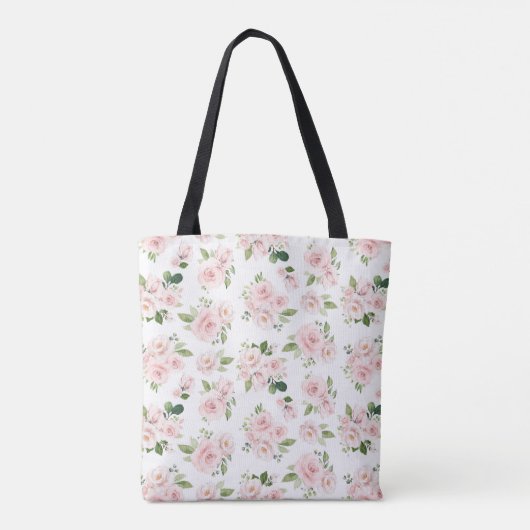 Roze bloemen, roze rozen, Waterverf bloemen Tote Bag (Achterkant)