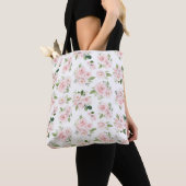 Roze bloemen, roze rozen, Waterverf bloemen Tote Bag (Dichtbij)