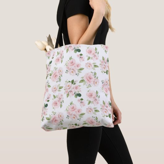 Roze bloemen, roze rozen, Waterverf bloemen Tote Bag (Dichtbij)