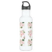 Roze bloemen, roze rozen, Waterverf bloemen Waterfles (Achterkant)