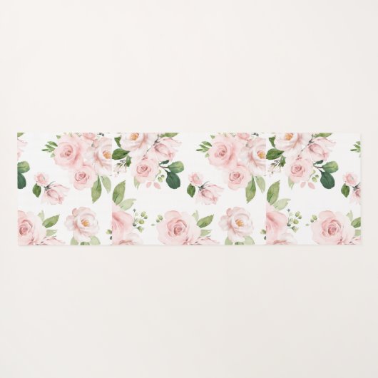 Roze bloemen, roze rozen, Waterverf bloemen Yogamat (Achterkant (horizontaal))