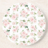 Roze bloemen, roze rozen, Waterverf bloemen Zandsteen Onderzetter (Voorkant)