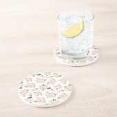 Roze bloemen, roze rozen, Waterverf bloemen Zandsteen Onderzetter (Zijkant)