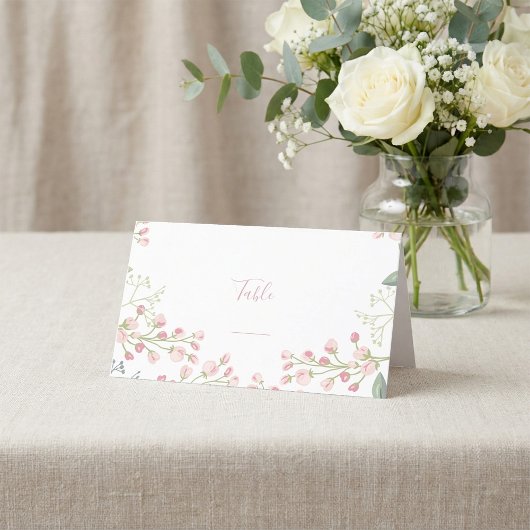 Roze bloemen, roze tabelnummerplaatskaart klantenkaartje
