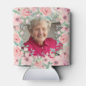 Roze Bloemen Rozen 100e Verjaardag Naam Foto Blikjeskoeler (Achterkant)