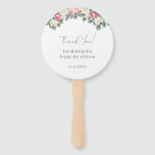 Roze Bloemen Rozen Baby shower Dank u Handwaaier (Achterkant)