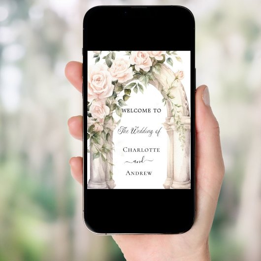 Roze bloemen rozen boog romantische bruiloft welko poster