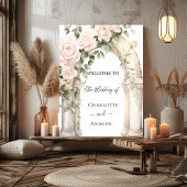 Roze bloemen rozen boog romantische bruiloft welko poster
