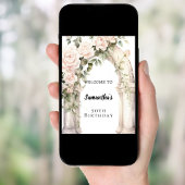 Roze bloemen rozen boogverjaardagswelkom poster