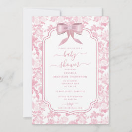 Roze Bloemen Rozen Chinoiserie Meisje Baby shower Kaart