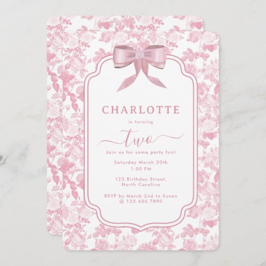 Roze Bloemen Rozen Chinoiserie Meisje Verjaardagsf Kaart (Voorkant / Achterkant)