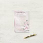 Roze Bloemen Rozen Elegant Lined Gepersonaliseerd Post-it® Notes (Op bureau)