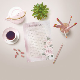 Roze Bloemen Rozen Elegant Lined Gepersonaliseerd Post-it® Notes