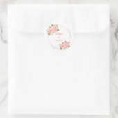 Roze Bloemen Rozen en Gouden Folie Bruiloft Sticke Ronde Sticker (Tas)