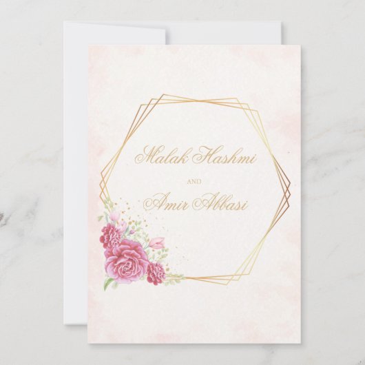 Roze Bloemen & Rozen Gouden Islamitische Moslim br Kaart (Achterkant)