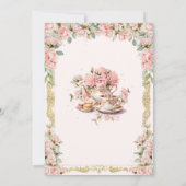  Roze Bloemen Rozen High Tea Party Verjaardag Kaart (Achterkant)