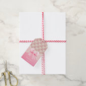  roze bloemen Rozen lint en kant Cadeaulabel (Met Touw)