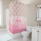  roze bloemen Rozen lint en kant Douchegordijn (In situ)