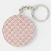  Roze Bloemen Rozen Lint en Kant Naam Sleutelhanger (Achterkant)