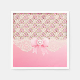 roze bloemen Rozen lint en kant Servet