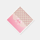  roze bloemen Rozen lint en kant Servet (Hoek)