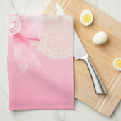  roze bloemen Rozen lint en kant Theedoek (Quarter Fold)