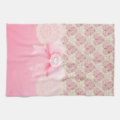  roze bloemen Rozen lint en kant Theedoek (Horizontaal)