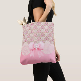 roze bloemen Rozen lint en kant Tote Bag