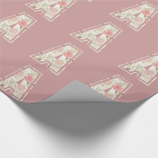  roze bloemen Rozen Monogram Letter A Cadeaupapier (Hoek)