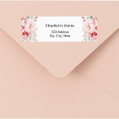 Roze bloemen rozen retouradres etiket