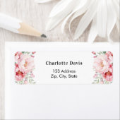 Roze bloemen rozen retouradres etiket (Insitu)