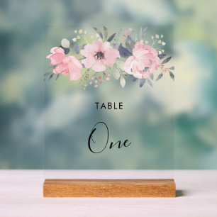 Roze Bloemen Rozen Rustieke Foliage Tafel Nummer Acryl Bord