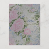 Roze bloemen rozen vintage briefkaart (Voorkant)