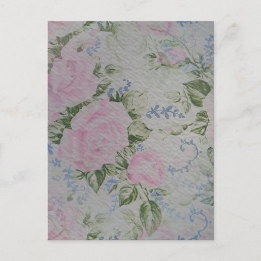 Roze bloemen rozen vintage briefkaart (Voorkant)