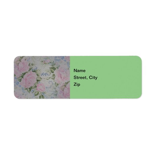 Roze bloemen rozen vintage etiket (Voorkant)