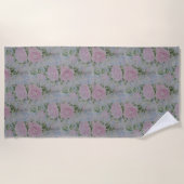 Roze bloemen rozen vintage strandlaken (Voorkant)
