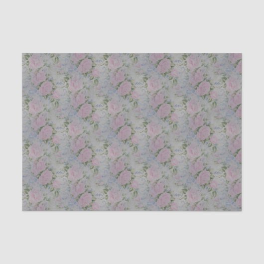 Roze bloemen rozen vintage tissuepapier (Voorkant)