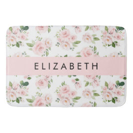 Roze Bloemen, Rozen, Waterverf Bloemen, Jouw naam Badmat