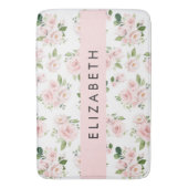 Roze Bloemen, Rozen, Waterverf Bloemen, Jouw naam Badmat (Voorkant Verticaal)