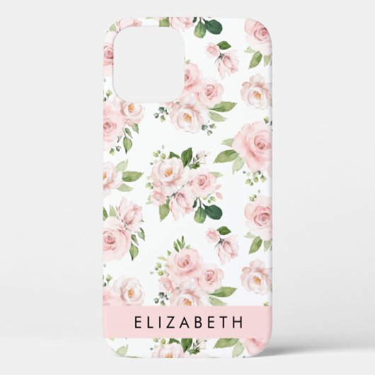 Roze Bloemen, Rozen, Waterverf Bloemen, Jouw naam Case-Mate iPhone Case (Achterkant)
